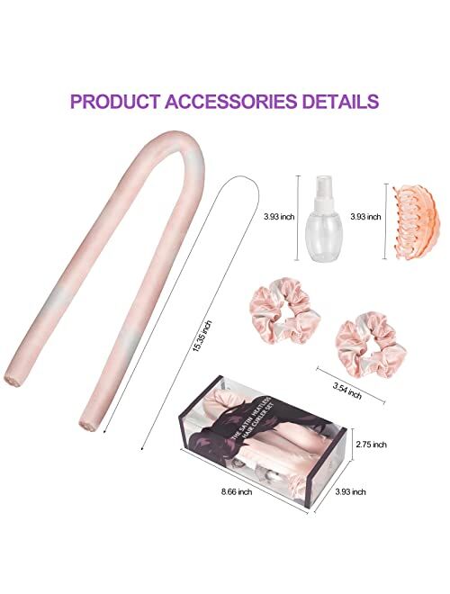 Iyut Satin Heatless Hair Curler Set,Hair Curlers to Sleep In,Heatless Curling Rod Headband,Soft Foam Heatless Curls with Hair Roller Clips and Scrunchies,No Heat Overnigh