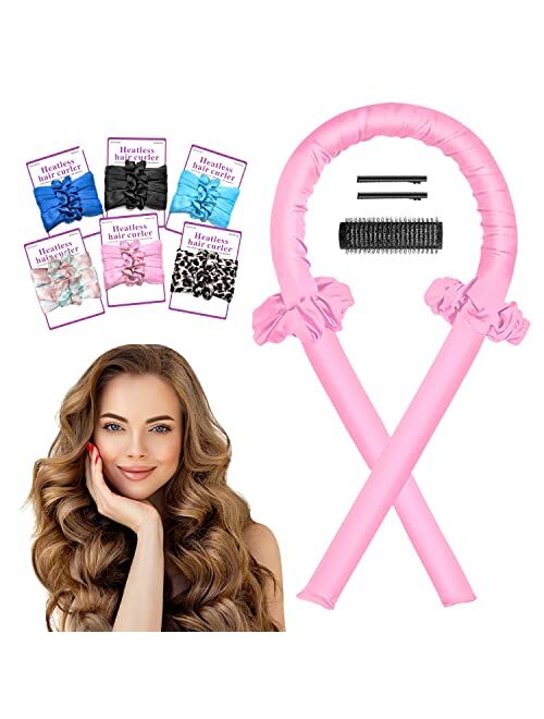 Sidinic Heatless Curling Rod Headband, Overnight Hair Curlers,No Heat Curl with Hair Clips, Heatless Curls to Sleep in Silk Ribbon Hair Rollers for Long Hair Styling Tool