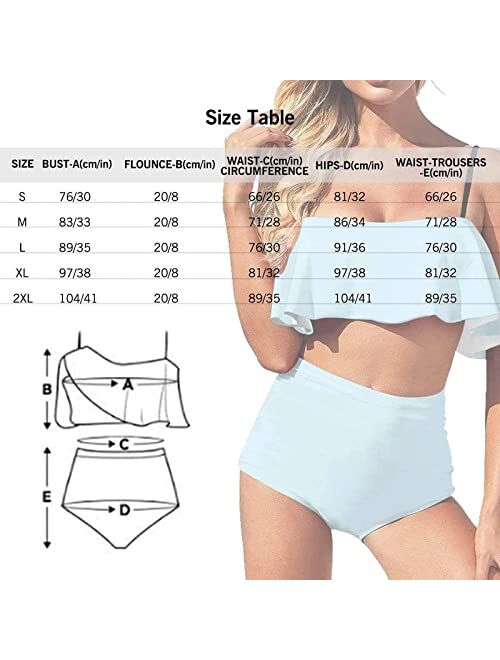 InterestPrint Women Customized Faces Two Piece Swimsuit Shoulder Ruffle Bathing Suits Personalized Printing Bikini Set