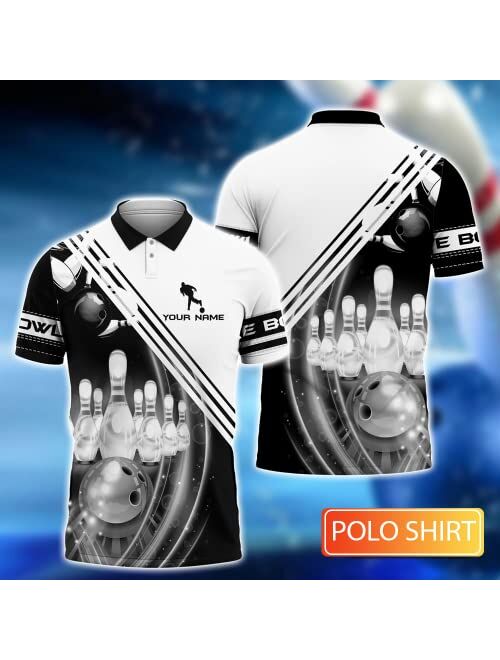 Nazenti Personalized Bowling with Name 3D Shirt, Custom Team Shirts for Bowling Lovers, Sport All Over Print Shirt for Men Women