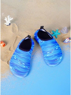 Jinjiang Shoes Sporty Aqua Shoes For Boys, Cartoon Shark Pattern Slip-on Water Shoes