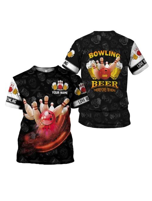 Generic Personalized Bowling 3D Shirt Men Women, Bowling Hawaiian Shirt, Custom Name 3D Bowling Shirts Gift for Bowling Lover