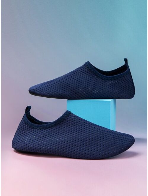 Wisen Shoes Sporty Aqua Socks For Boys, Knit Detail Breathable Slip-on Water Shoes