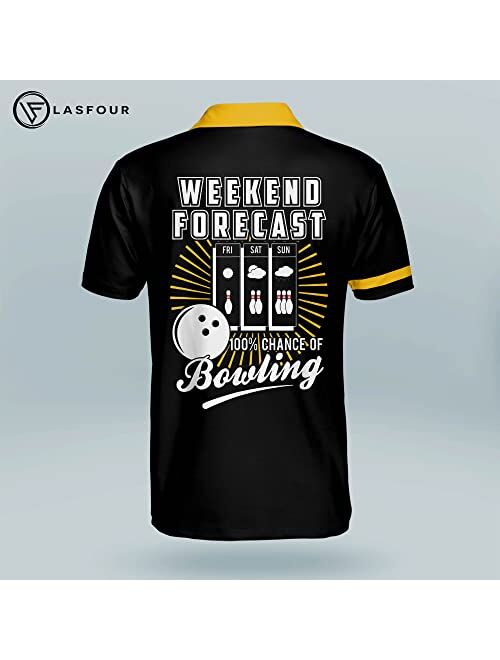 LASFOUR Personalized Funny Bowling Shirts for Men, Men's Bowling Polo Shirts Short Sleeve, Crazy Bowling Team Shirts for Men