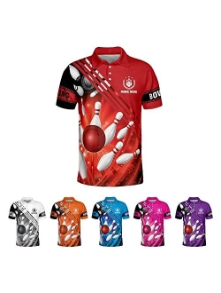 LASFOUR Custom Bowling Shirts for Men Women Funny, 3D Bowling Shirts Unisex with Name, Bowling Team Shirts for Men and Women