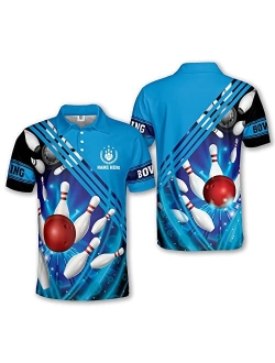 LASFOUR Custom Bowling Shirts for Men Women Funny, 3D Bowling Shirts Unisex with Name, Bowling Team Shirts for Men and Women