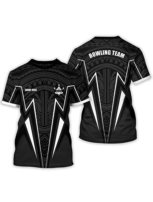 LASFOUR Custom Bowling Shirts for Men Women Funny, 3D Bowling Shirts Unisex with Name, Bowling Team Shirts for Men and Women