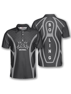 PRIMESTY Custom Bowling Shirts for Men, Personalized Bowling Jerseys with Name and Team Name, Custom Bowling Polo Shirts