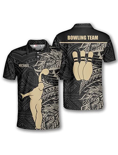 PRIMESTY Custom Bowling Shirts for Men, Personalized Bowling Jerseys with Name and Team Name, Custom Bowling Polo Shirts