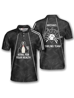 PRIMESTY Custom Bowling Shirts for Men, Personalized Bowling Jerseys with Name and Team Name, Custom Bowling Polo Shirts