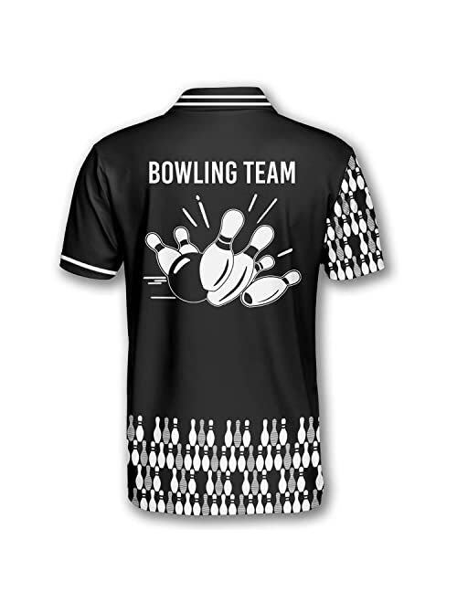 PRIMESTY Custom Bowling Shirts for Men, Personalized Bowling Jerseys with Name and Team Name, Custom Bowling Polo Shirts