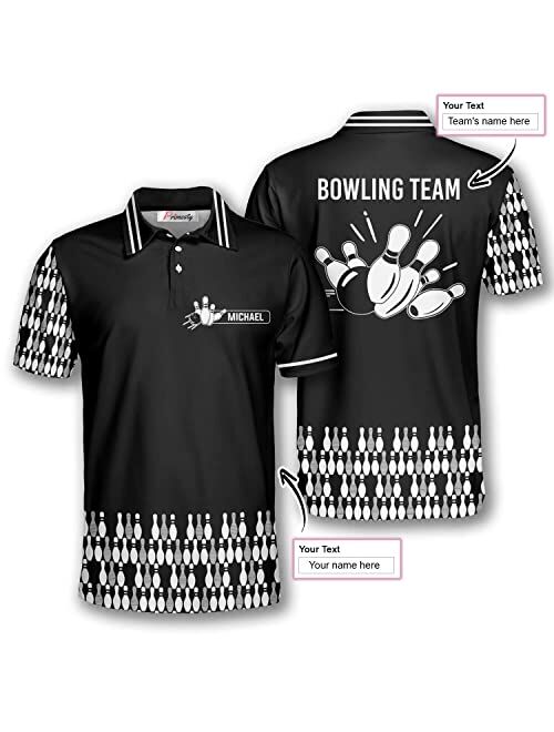 PRIMESTY Custom Bowling Shirts for Men, Personalized Bowling Jerseys with Name and Team Name, Custom Bowling Polo Shirts