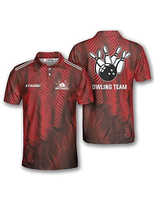 PRIMESTY Custom Bowling Shirts for Men, Personalized Bowling Jerseys with Name and Team Name, Custom Bowling Polo Shirts