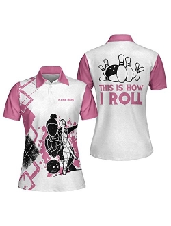 LASFOUR Personalized 3D Funny Bowling Shirts for Women, Custom Bowling Team Shirts for Women, Women Bowling Jerseys