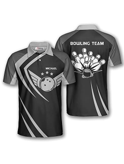 PRIMESTY Custom Bowling Shirts for Men, Personalized Patriotic American Flag Bowling Jerseys, Custom Bowling Polo Shirts