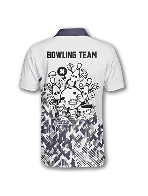 PRIMESTY Custom Bowling Shirts for Men, Personalized Patriotic American Flag Bowling Jerseys, Custom Bowling Polo Shirts