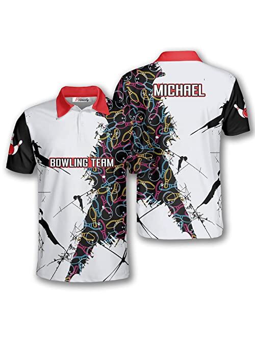 PRIMESTY Custom Bowling Shirts for Men, Personalized Patriotic American Flag Bowling Jerseys, Custom Bowling Polo Shirts