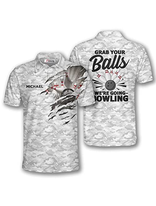 PRIMESTY Custom Bowling Shirts for Men, Personalized Patriotic American Flag Bowling Jerseys, Custom Bowling Polo Shirts