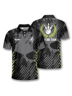 PRIMESTY Custom Bowling Shirts for Men, Custom Name and Teamname Bowling Jerseys, Personalized Bowling Polo Shirts