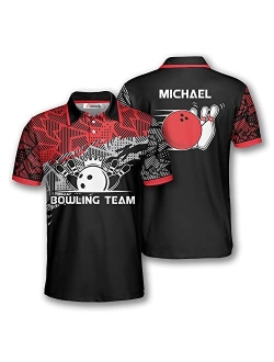 PRIMESTY Custom Bowling Shirts for Men, Custom Name and Teamname Bowling Jerseys, Personalized Bowling Polo Shirts