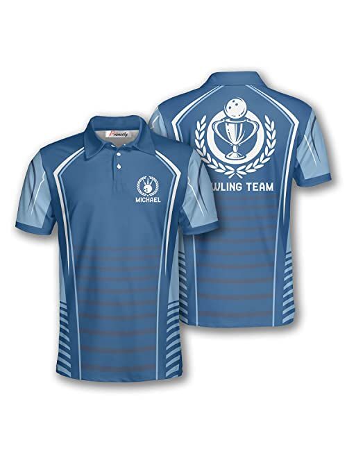 PRIMESTY Custom Bowling Shirts for Men, Custom Name and Teamname Bowling Jerseys, Personalized Bowling Polo Shirts