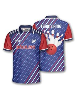 PRIMESTY Custom Bowling Shirts for Men, Custom Bowling Jerseys with Name and Team Name, Personalized Bowling Polo Shirts