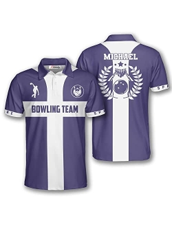 PRIMESTY Custom Bowling Shirts for Men, Custom Bowling Jerseys with Name and Team Name, Personalized Bowling Polo Shirts