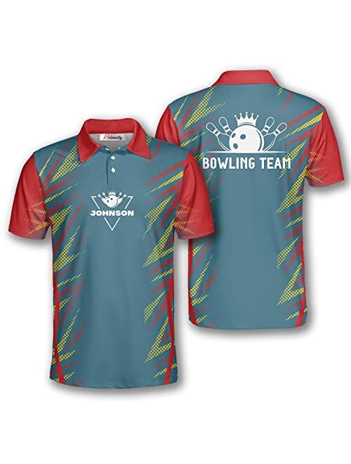 PRIMESTY Custom Bowling Shirts for Men, Custom Bowling Jerseys with Name and Team Name, Personalized Bowling Polo Shirts