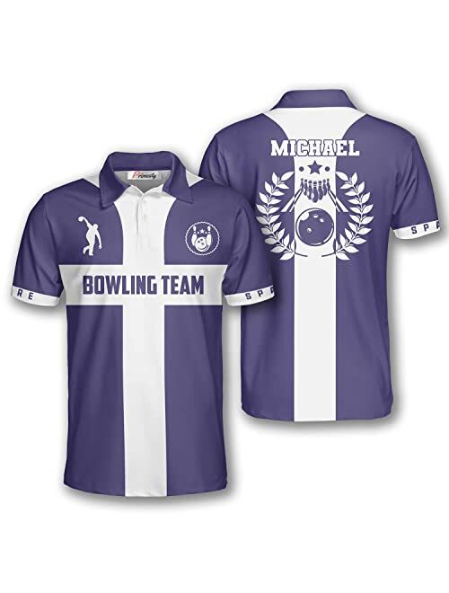 PRIMESTY Custom Bowling Shirts for Men, Custom Bowling Jerseys with Name and Team Name, Personalized Bowling Polo Shirts