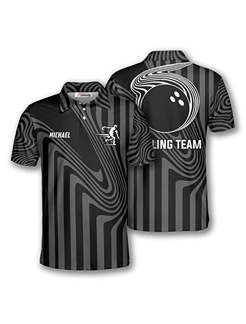 PRIMESTY Custom Bowling Shirts for Men, Custom Bowling Jerseys with Name and Team Name, Personalized Bowling Polo Shirts