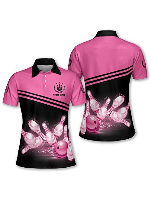 LASFOUR Personalized 3D Bowling Shirts for Women, Custom 3D Bowling Team Shirts for Women, Gifts for Bowling Lover