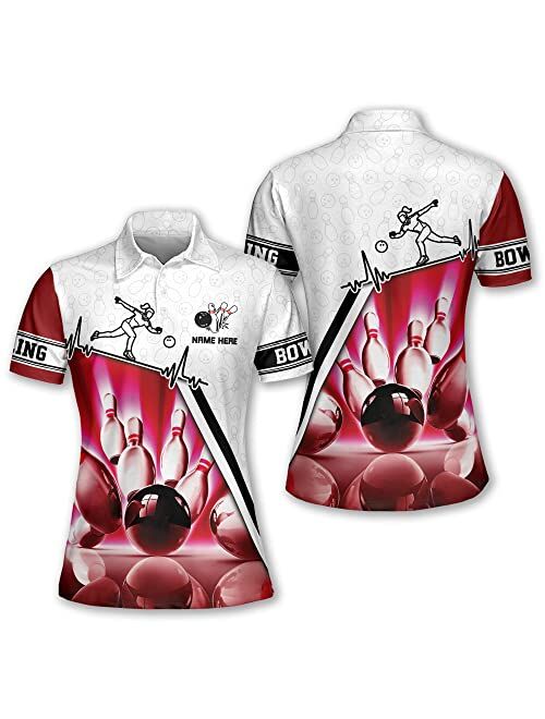 LASFOUR Personalized 3D Bowling Shirts for Women, Custom 3D Bowling Team Shirts for Women, Gifts for Bowling Lover