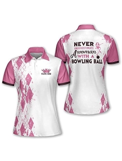 TEEMAN Personalized 3D Funny Bowling Shirts for Women Retro, Custom Bowling Teams Shirt for Women, Ladies Bowling Shirt