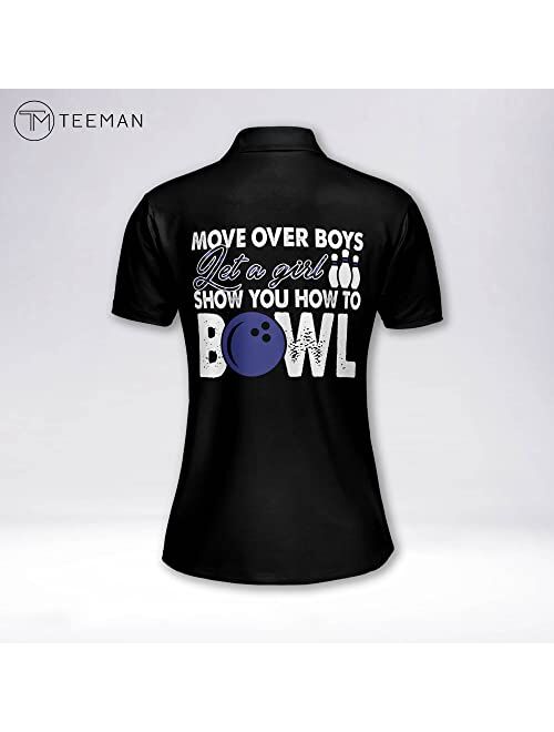 TEEMAN Personalized 3D Pink Bowling Shirts for Women, Custom Funny Women Bowling Team Jerseys Shirts for Women Short Sleeve