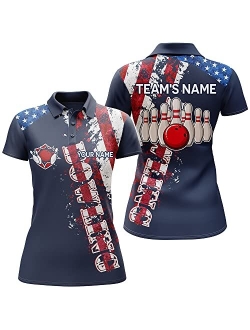 PIONAMZIOZ Custom Bowling Shirt for Women, Cool Ladies Bowling Jersey Polo Short Sleeve, Gift for Women Girls Bowlers