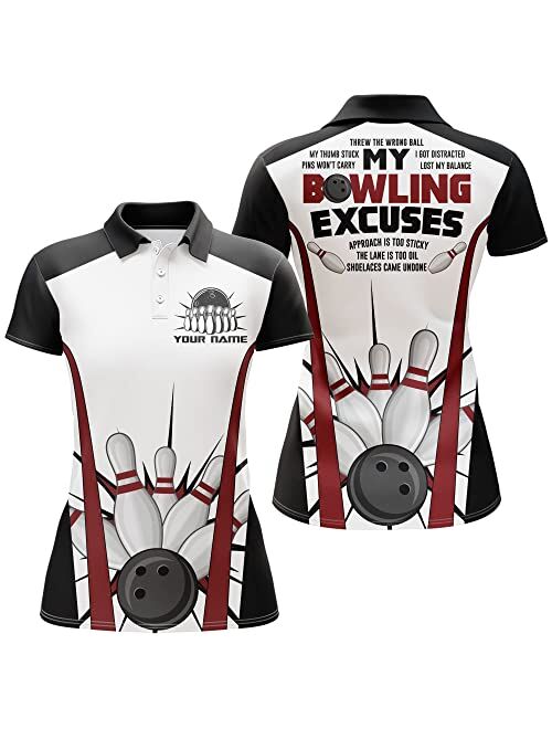 PIONAMZIOZ Custom Bowling Shirt for Women, Cool Ladies Bowling Jersey Polo Short Sleeve, Gift for Women Girls Bowlers