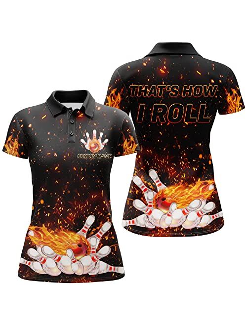 PIONAMZIOZ Custom Bowling Shirt for Women, Cool Ladies Bowling Jersey Polo Short Sleeve, Gift for Women Girls Bowlers