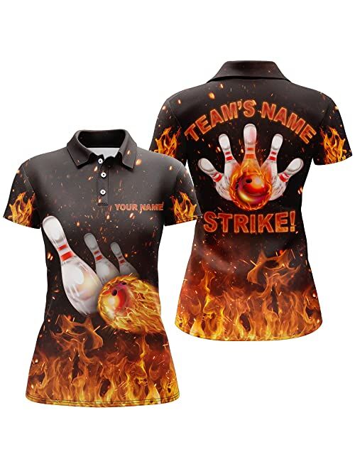 PIONAMZIOZ Custom Bowling Shirt for Women, Ladies Polo Bowling Jersey with Names, for Women Girls Bowlers