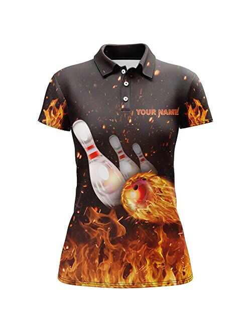 PIONAMZIOZ Custom Bowling Shirt for Women, Ladies Polo Bowling Jersey with Names, for Women Girls Bowlers