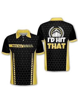 TEEMAN Custom Funny Bowling Shirts with Names, Id Hit That Mens Bowling Shirt Jersey Short Sleeve, Bowling Team Shirt for Men