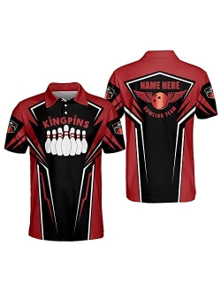 LASFOUR Custom Bowling Shirts for Men, King Pin Men's Bowling Shirts Short Sleeve, Bowling Team Shirts for Men and Women