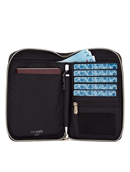 Pacsafe RFIDsafe RFID Blocking Compact Travel Organizer with Wristlet Black