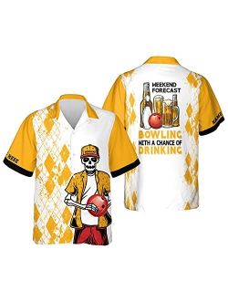 TEEMAN Custom Vintage Bowling Shirts for Men and Women, Funny Hawaiian Bowling Shirts Button-Down Short Sleeve Shirts