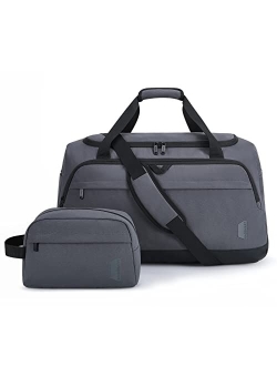 Carry on Bag, BAGSMART Duffel Bags for Traveling Personal Item Travel Bag with Trolley Sleeve, Weekender Overnight Bag Sports Gym Duffle Bag, Shoe Bag -Black Grey