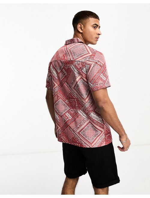 Another Influence short sleeve printed shirt in red