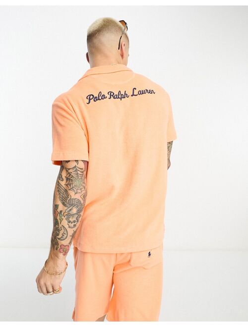 Polo Ralph Lauren x ASOS exclusive collab terrycloth camp collar shirt in orange with back print logo