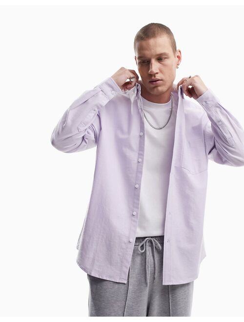 ASOS DESIGN 90s oversized oxford shirt in lilac yarn dye