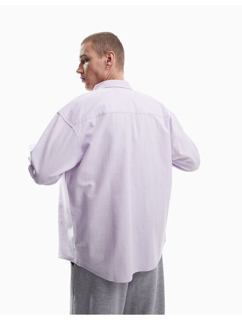 ASOS DESIGN 90s oversized oxford shirt in lilac yarn dye