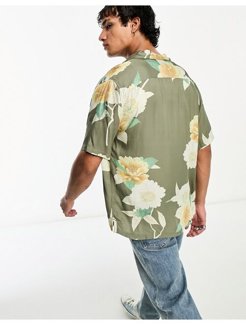 AllSaints Alamein floral shirt in khaki