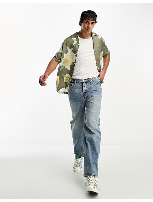 AllSaints Alamein floral shirt in khaki